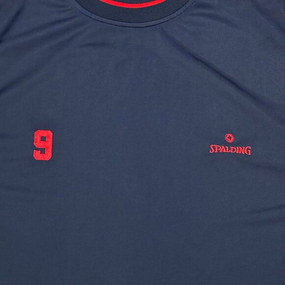 Vintage Spalding #9 Men's Navy Blue/Red Athletic Jersey T-Shirt - Size Large - Picture 3 of 5